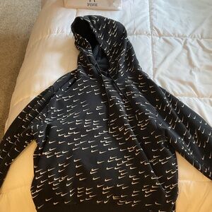 Nike kids youth large Black Sweater with White Swoosh Design